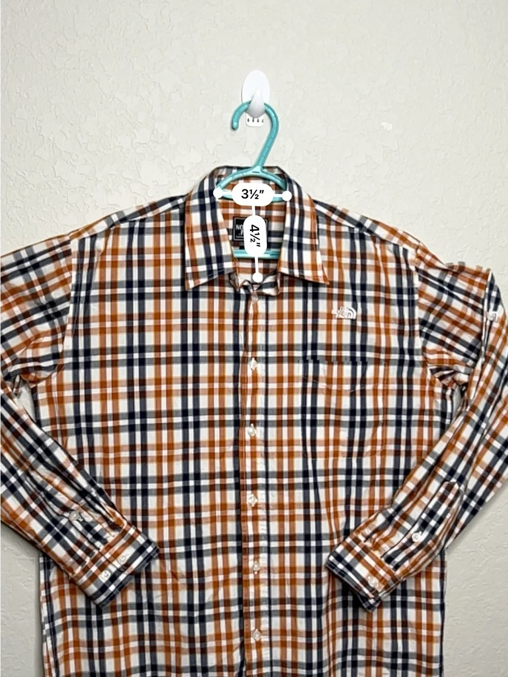 The North Face XL Plaid Button Down Shirt Orange Blue White